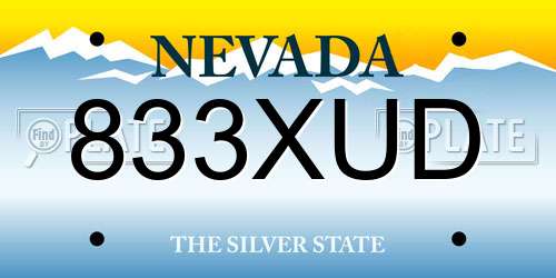 833XUD Nevada License Plate