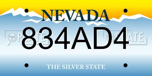 834AD4 Nevada License Plate