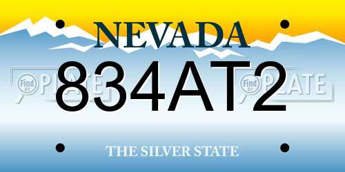 834AT2 Nevada License Plate