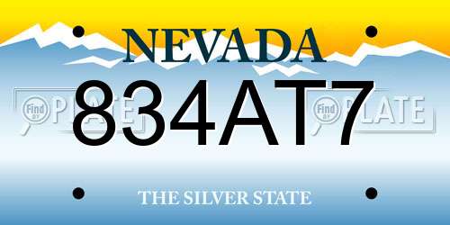 834AT7 Nevada License Plate