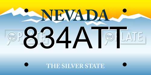 834ATT Nevada License Plate
