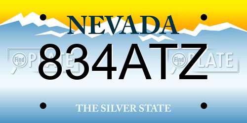 834ATZ Nevada License Plate