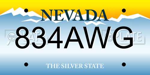 834AWG Nevada License Plate