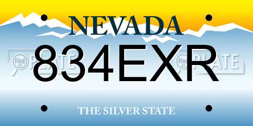 834EXR Nevada License Plate