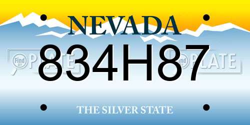 834H87 Nevada License Plate