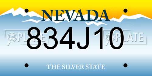 834J10 Nevada License Plate