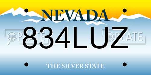 834LUZ Nevada License Plate