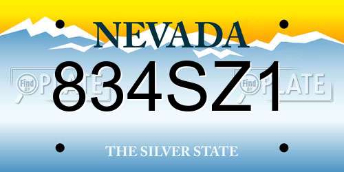 834SZ1 Nevada License Plate