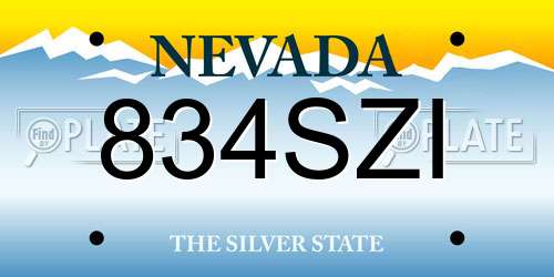 834SZI Nevada License Plate