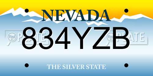 834YZB Nevada License Plate