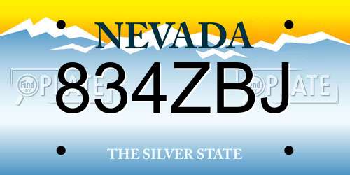 834ZBJ Nevada License Plate