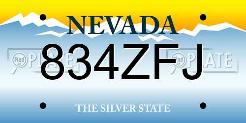 834ZFJ Nevada License Plate