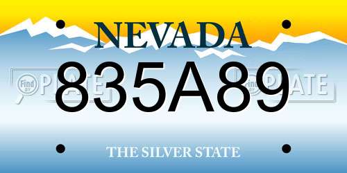 835A89 Nevada License Plate