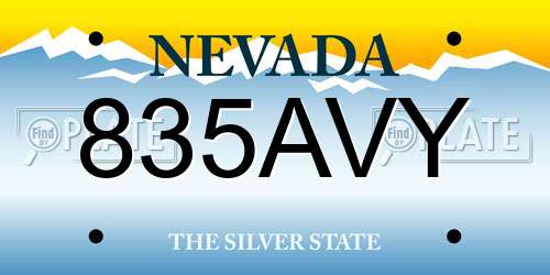 835AVY Nevada License Plate