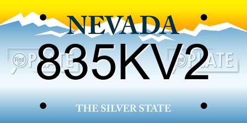 835KV2 Nevada License Plate
