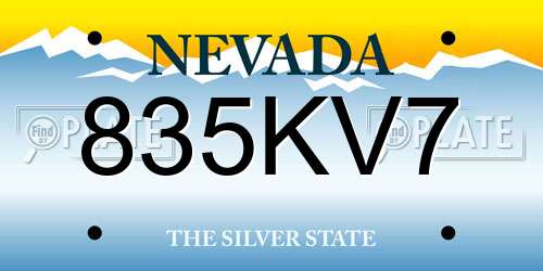 835KV7 Nevada License Plate