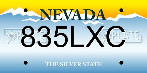 835LXC Nevada License Plate