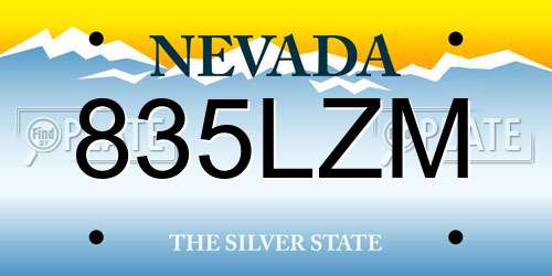 835LZM Nevada License Plate