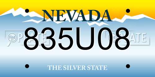 835U08 Nevada License Plate