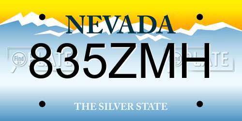 835ZMH Nevada License Plate