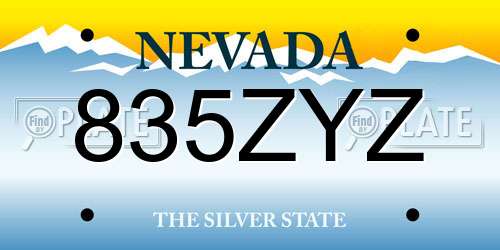 835ZYZ Nevada License Plate