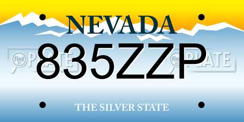 835ZZP Nevada License Plate