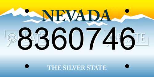 8360746 Nevada License Plate