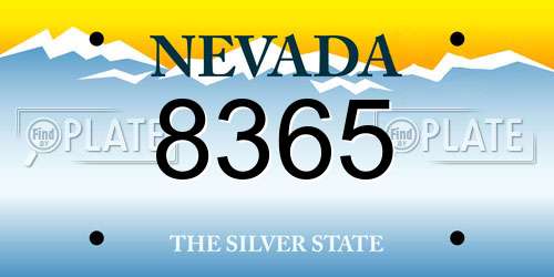 8365 Nevada License Plate