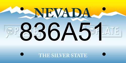 836A51 Nevada License Plate