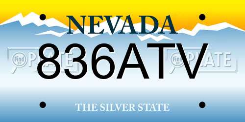 836ATV Nevada License Plate