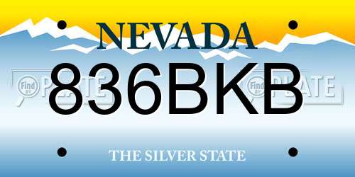 836BKB Nevada License Plate
