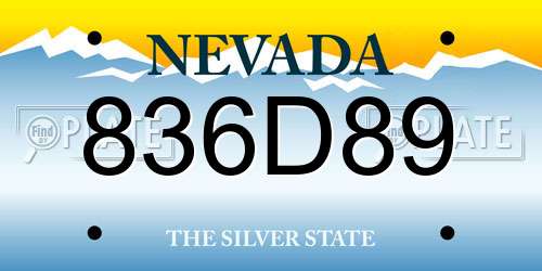 836D89 Nevada License Plate