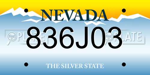 836J03 Nevada License Plate