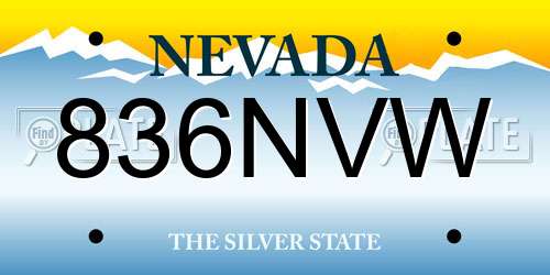 836NVW Nevada License Plate
