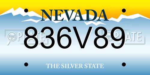 836V89 Nevada License Plate