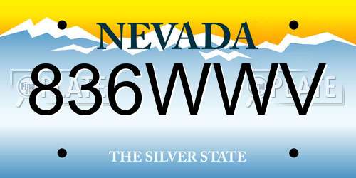 836WWV Nevada License Plate