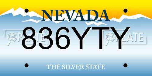 836YTY Nevada License Plate