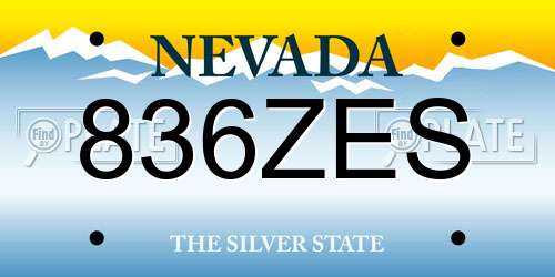 836ZES Nevada License Plate