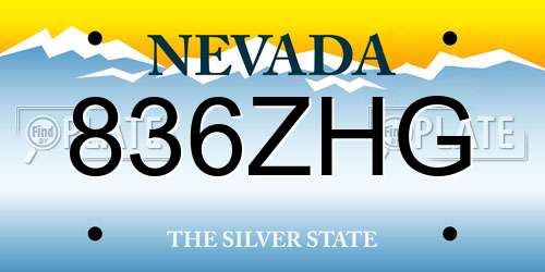 836ZHG Nevada License Plate