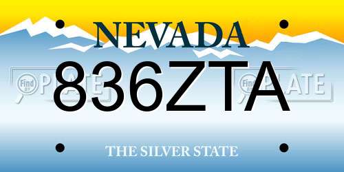 836ZTA Nevada License Plate
