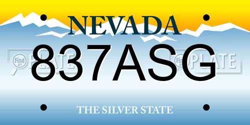 837ASG Nevada License Plate