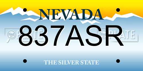 837ASR Nevada License Plate