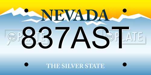 837AST Nevada License Plate