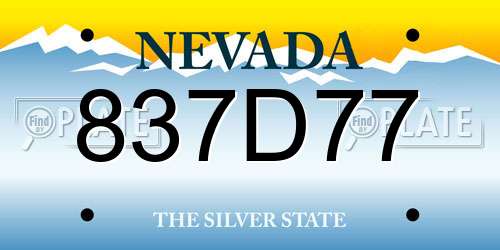 837D77 Nevada License Plate