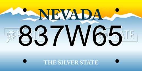 837W65 Nevada License Plate