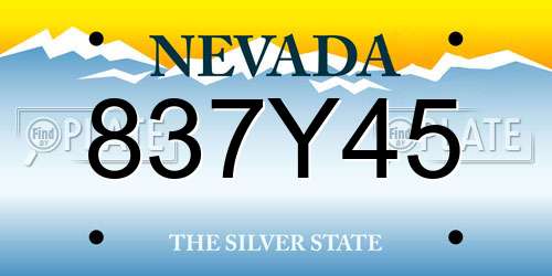 837Y45 Nevada License Plate