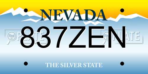 837ZEN Nevada License Plate