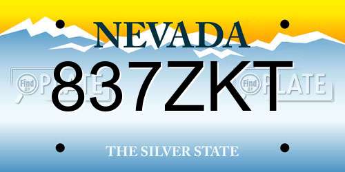 837ZKT Nevada License Plate