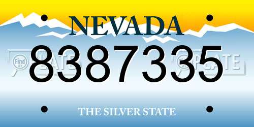 8387335 Nevada License Plate