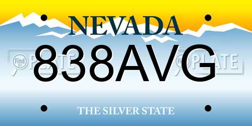 838AVG Nevada License Plate